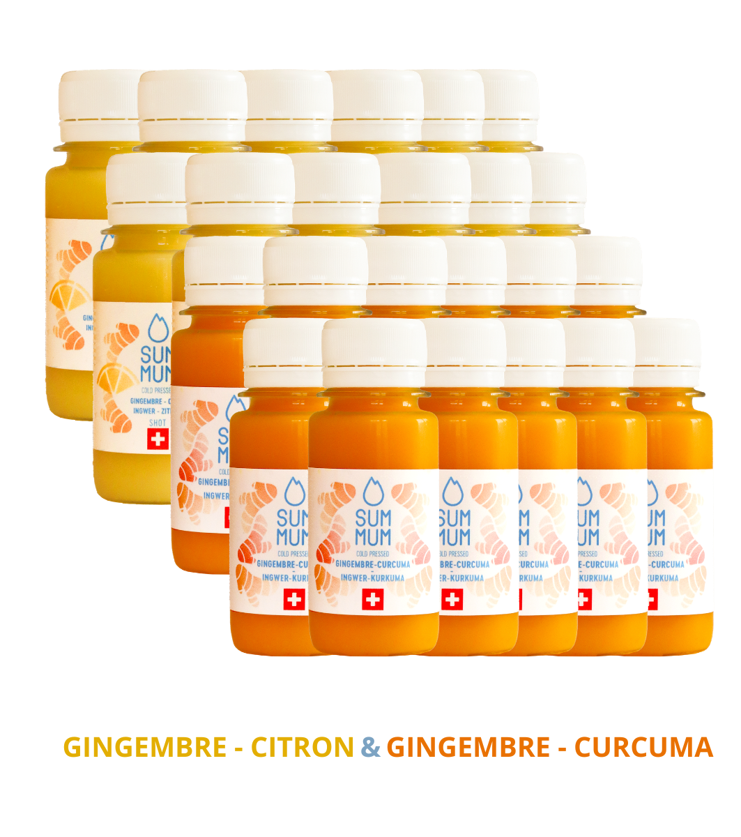 Pack 12 Shots Curcuma Gingembre & 12 Shots Gingembre Citron